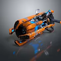 Futuristic Orange And Blue Motorcycle With Mechanical Details And Shiny Reflective Surface