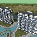 Modern High Rise Apartment Buildings Exterior Featuring Balconies Blue Sky And Green Area