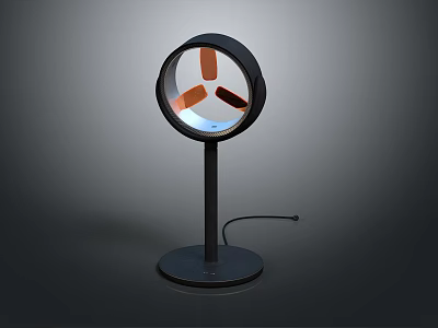 Modern Black Air Cooler Fan With Circular Head Stable Base And Adjustable Stand 3d model