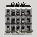 Classical Commercial Complex Featuring Multi Storey Structure Arched Windows And Balconies 3d model