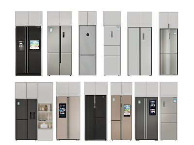 Various Modern Refrigerator Designs With Different Colors And Door Configurations 3d model