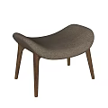 Two Modern Stools With Fluffy Fabric Seats And Wooden Legs Design