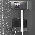 Modern Wall Mounted Shower System with Rainfall Water Flow and Handheld Sprayer in Black Bathroom