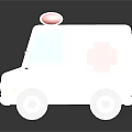 White Ambulance With Red Cross Symbol And Red Gray Roof Emergency Lights And Blue Windows