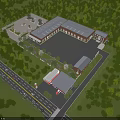 Industrial Factory Aerial View with Modern Design and Green Surroundings