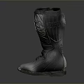 Stylish Black Leather Motorcycle Boots With Protective Design And Durable Sole 3d model