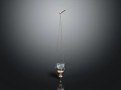 Modern Pendant Light Fixture With Metal Chain And Glass Shade Design 3d model