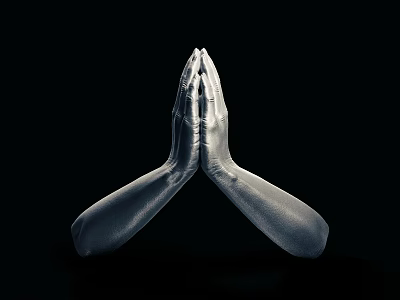 Smooth Praying Hands Sculpture Artistic Carving Detailed Design on Black Background 3d model