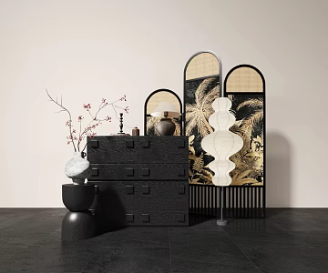 Chinese style soft furniture combination 3d model