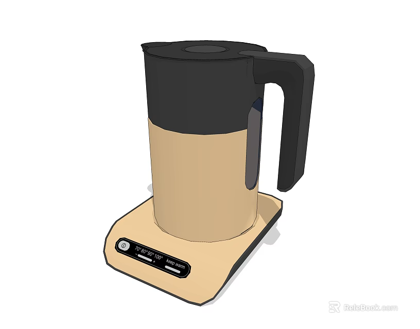 Modern Electric Kettle With Black And Beige Design Handle And Control Panel Base 3d model 