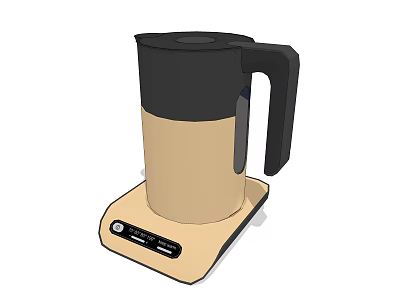 Modern Electric Kettle With Black And Beige Design Handle And Control Panel Base 3d model