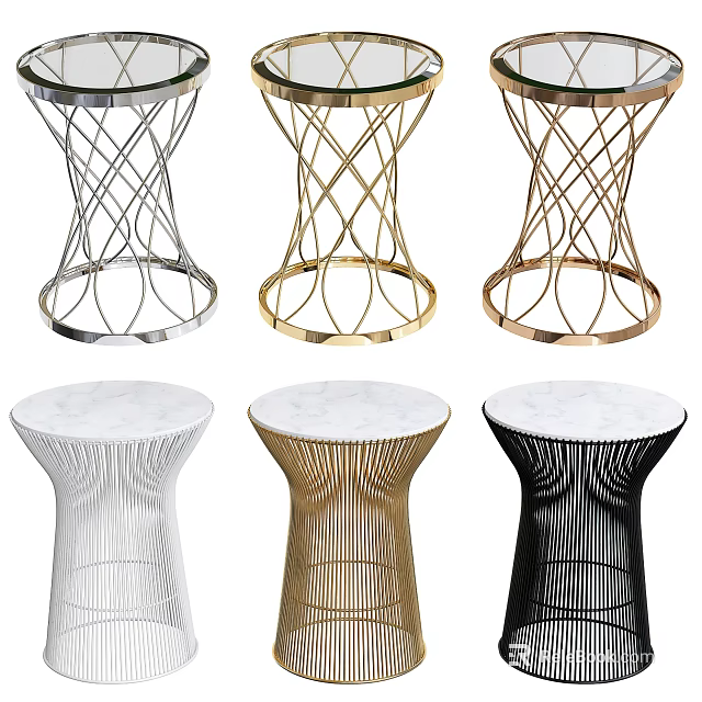 Modern Stylish Coffee Table With Metal Frame And Marble Top In Gold Silver Black 3d model 