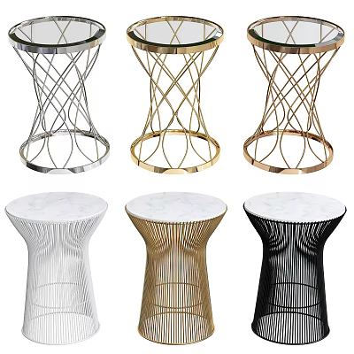 Modern Stylish Coffee Table With Metal Frame And Marble Top In Gold Silver Black 3d model