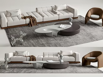 Modern Sofa Coffee Table Combination Multi-person Sofa Combination Coffee Table Single Sofa Carpet 3d model