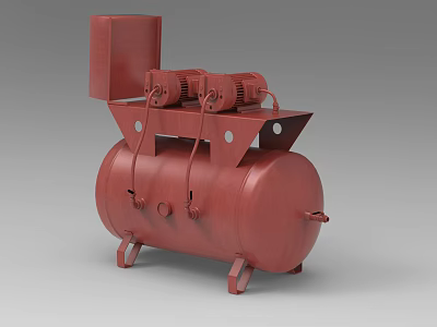 High Performance Red Air Compressor with Motor and Tank as Professional Hardware Tool 3d model