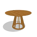 Modern Round Wooden Dining Table With Unique Geometric Base Design 3d model