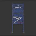 Blue Metal USPS Mailbox With Mail Slot Classic Design And Standing Legs