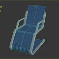 Modern Blue Chair With Sleek Metal Frame And Comfortable Fabric Seat