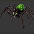 Giant Spider With Glowing Green Body And Brown Spiked Legs And Fangs
