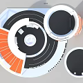 Modern Abstract Circular Structure With Multi Layer Rings And Orange Black White Design 3d model