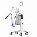 Medical Ventilator Equipment With Mobile Cart Digital Display And Breathing Circuit Tubes