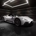 Modern Indoor Parking Garage Featuring White Sports Car And Stylish Lighting Design