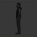 3D Character Model In Dark Hooded Outfit With Mask And Realistic Standing Pose