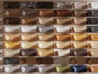 Modern wood veneer marble material terrazzo cork board particle board metal plate fabric 3d model