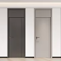 Four Modern Hinged Doors With Different Colors Mounted On White Walls