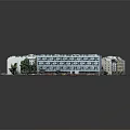 Architectural Model of Urban Building Complex With Colorful Roofs Green Trees and Vehicles