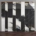 Modern Black and White Marble Striped Wall Decor with Natural Textured Patterns 3d model