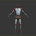 White And Red Mechanical Robot With Cross Design Standing Pose 3d model