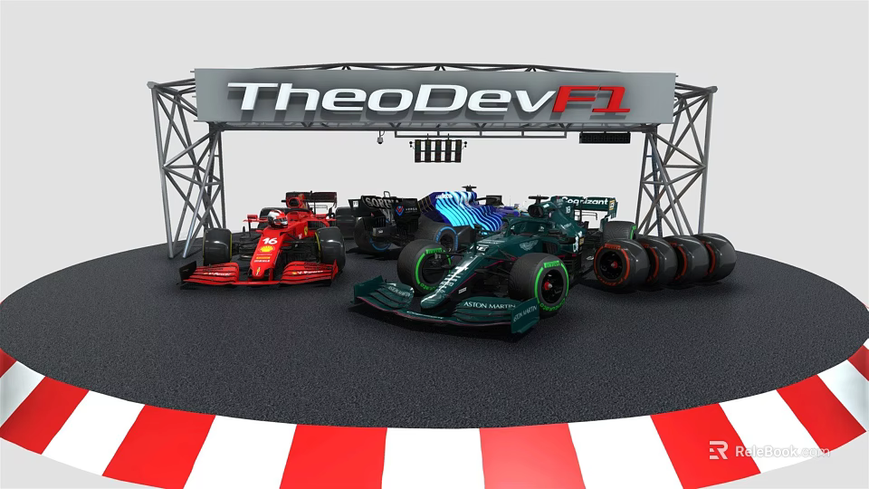 TheoDevFL F1 Racing Cars Display With Various Colors And Designs 3d model