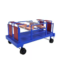 Blue Utility Cart With Wheels Red Components And Metal Structure 3d model