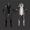 Fashion Apparel Design On Mannequins With Contrasting Color Patterns And Details