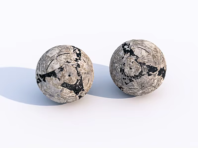 Two Black And White Patterned Spherical Sports Equipment Balls With Textured Surface Design 3d model