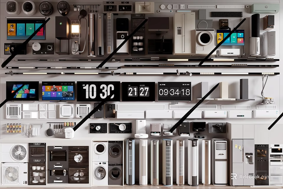 Smart Machines With Digital Displays Control Panels And Various Technical Components 3d model