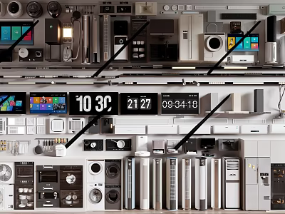 Smart Machines With Digital Displays Control Panels And Various Technical Components 3d model