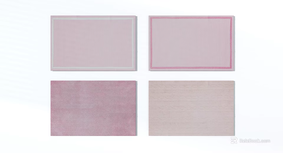 Square Rugs in Soft Pink Beige with Textured Patterns for Home Decor 3d model