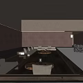 Modern Hotel Public Lounge With Water Pool Stone Elements And Warm Ambient Lighting