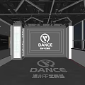 Modern Dance Ballroom Interior With Neon Lighting Hip Hop Elements And Dance Logo On Floor