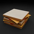 Two Delicious Layered Sandwiches with White Bread Yellow Cheese and Red Sauce on Dark Background
