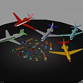 Colorful Toy Planes And Cars On Black Round Table Furniture