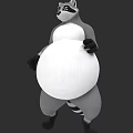 Cute 3D Raccoon Character Model Holding Large White Ball in Standing Pose