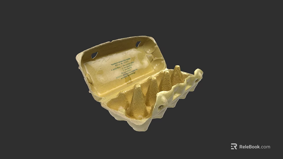 Open Paper Egg Carton With Six Slots For Fresh Farm Eggs 3d model 