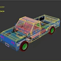 Blue and White Pickup Truck Model with Detailed Exterior and Shiny Finish