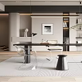 Modern Study Room Interior With Wooden Desk Chairs Bookshelves And Pendant Lights