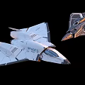 Two Fighter Jets Showcasing White SPICEY And Dark Metallic Sleek Futuristic Design