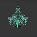 Ornate Vintage Chandelier With Metal Frame Five Lights And Glass Shades