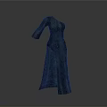 Elegant Women's Black Long Dress With Slit Design And Long Sleeves